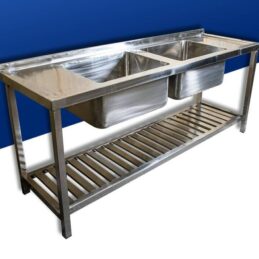 COMMERCIAL STAINLESS STEEL DOUBLE BOWL SINK